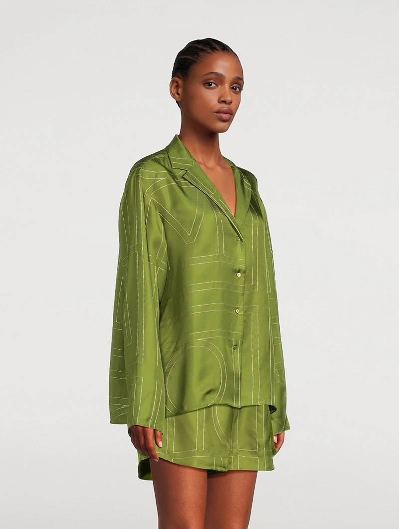 Monogram Silk Pajama Shirt