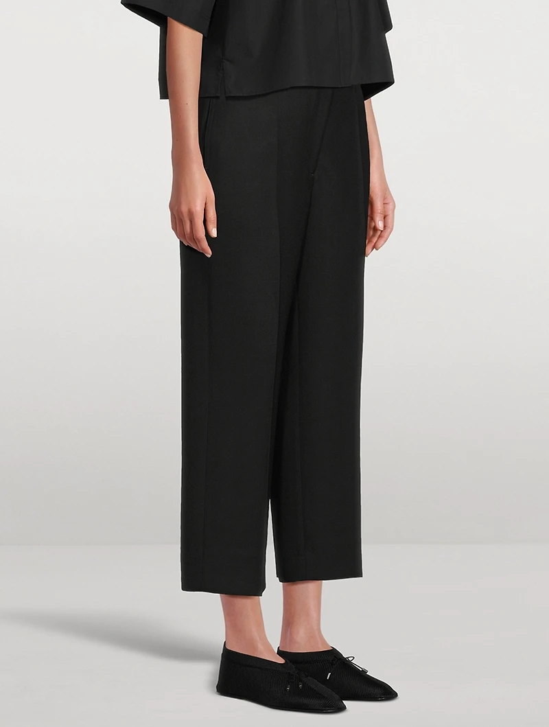 Straight-Leg Cropped Trousers