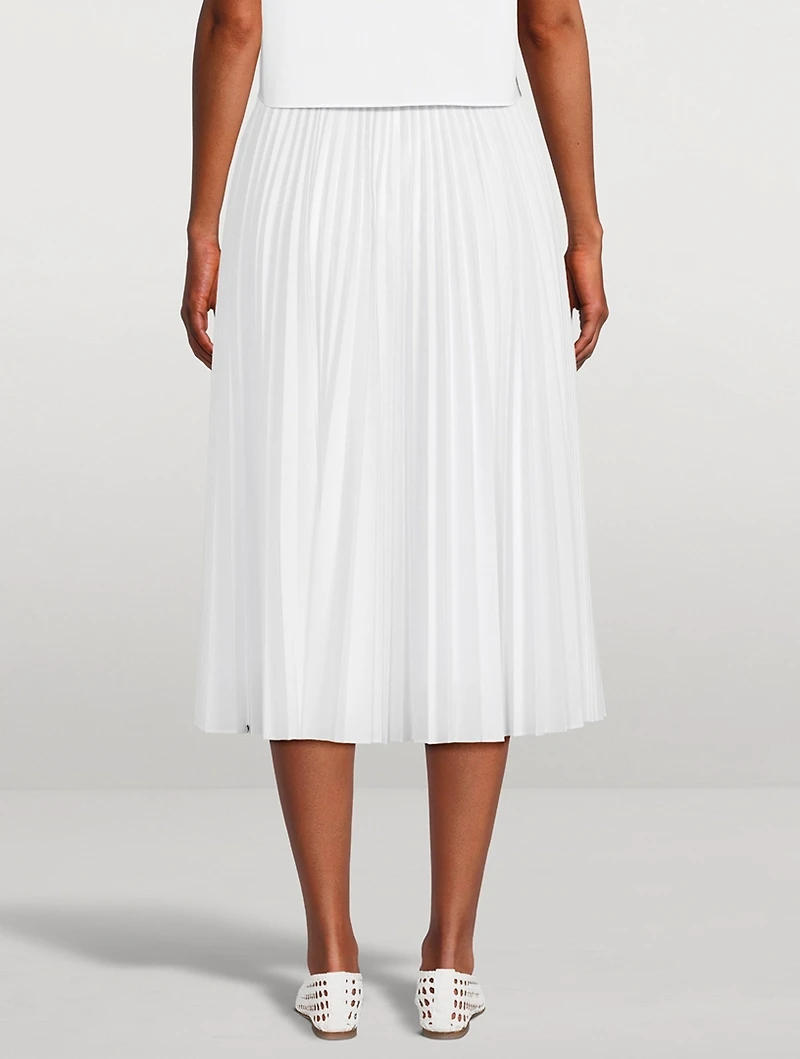 Pleated Poplin Midi Skirt