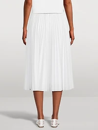 Pleated Poplin Midi Skirt