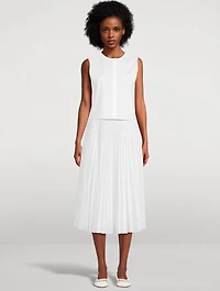 Pleated Poplin Midi Skirt