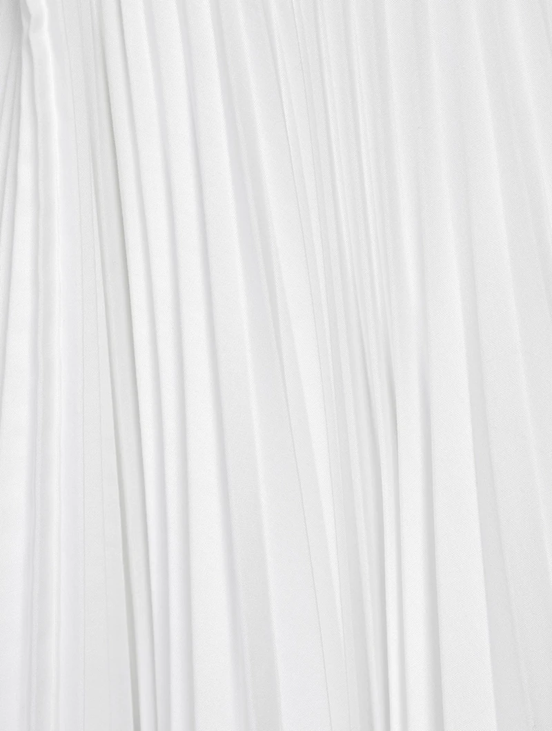 Pleated Poplin Midi Skirt