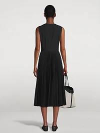 Pleated Poplin Midi Dress