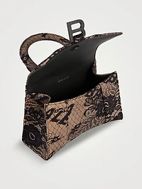 XS Hourglass Lace And Leather Top Handle Bag