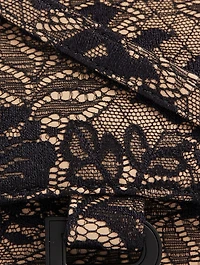 XS Hourglass Lace And Leather Top Handle Bag