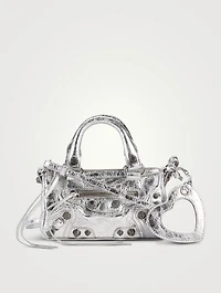 Nano Le Cagole Metallic Leather Duffle Bag