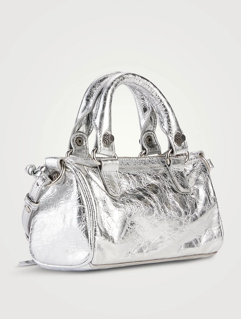Nano Le Cagole Metallic Leather Duffle Bag