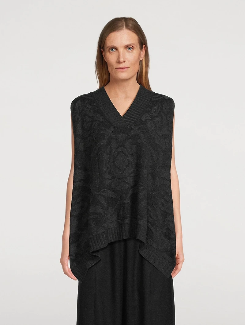 Floral Jacquard Cashmere Sweater Vest