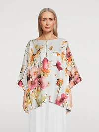 Silk Twill Blouse Anemone Print