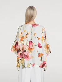Silk Twill Blouse Anemone Print
