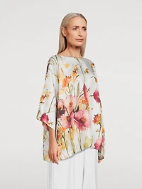 Silk Twill Blouse Anemone Print