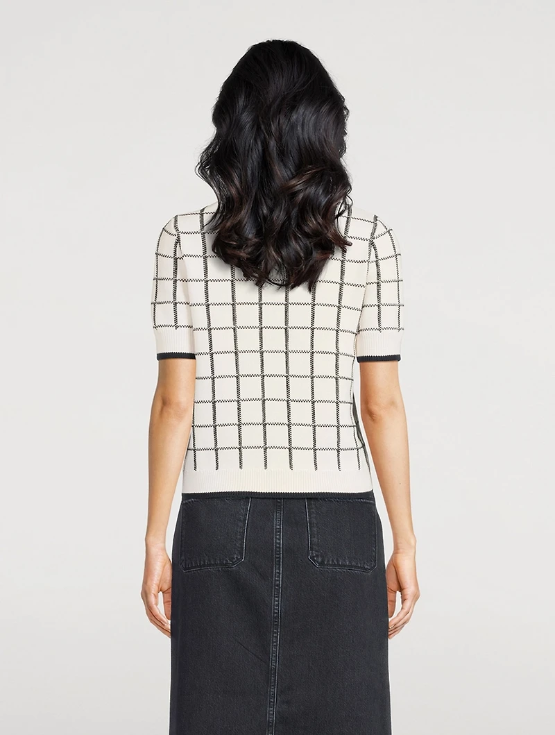 Krissa Jacquard Short-Sleeve Sweater