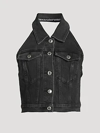 Stretch-Denim Halter Top