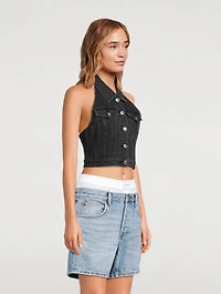 Stretch-Denim Halter Top