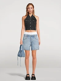 Stretch-Denim Halter Top