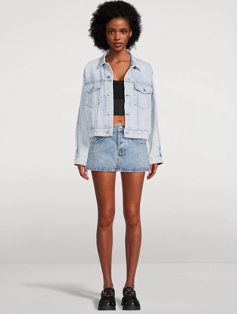 Zipped-Sleeve Denim Jacket