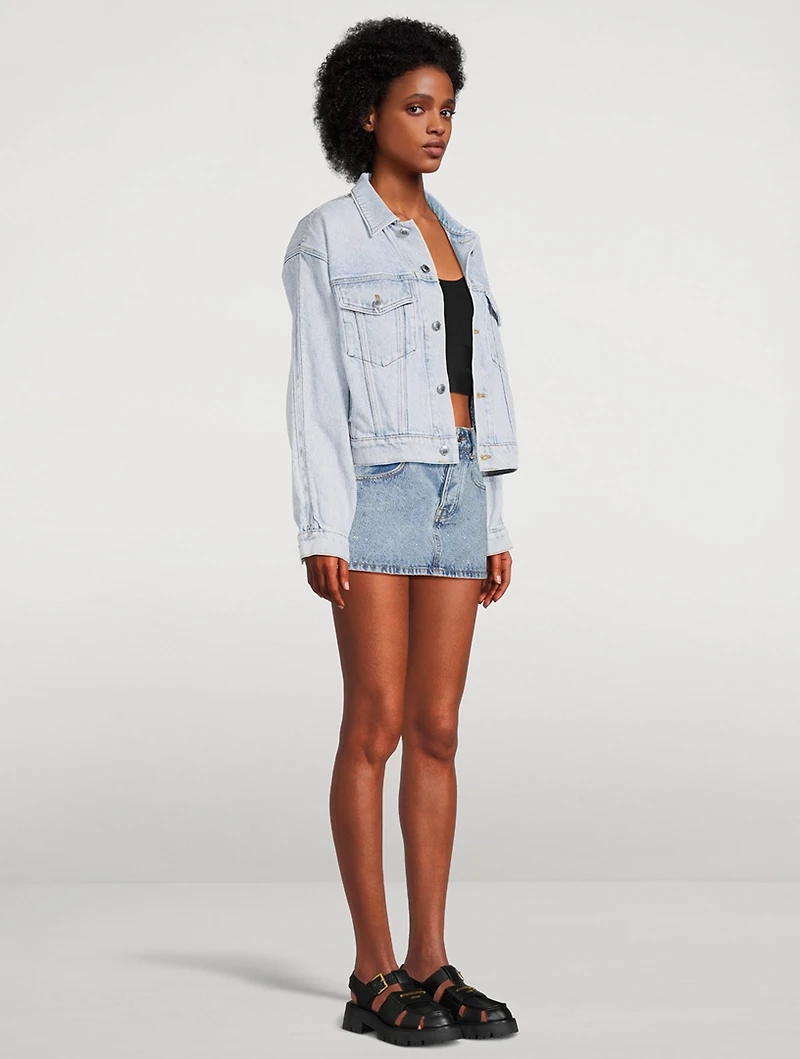 Zipped-Sleeve Denim Jacket