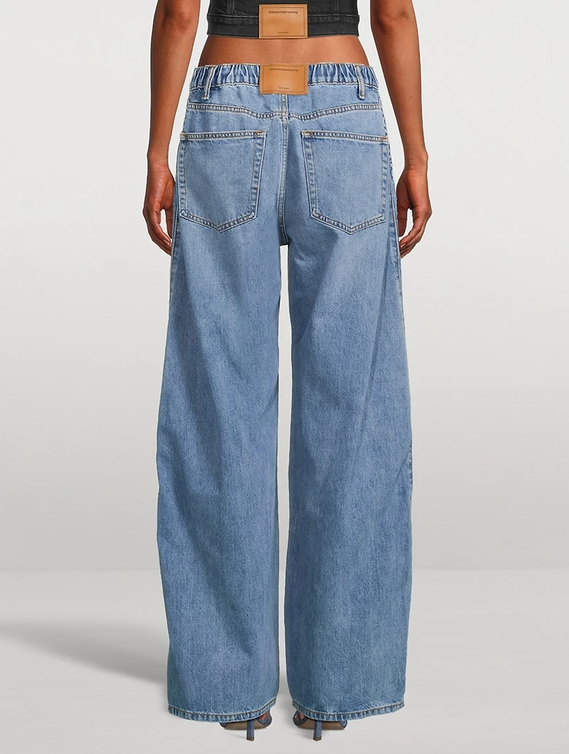 Wide-Leg Denim Joggers