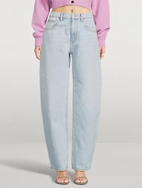 Zipped-Back Balloon-Leg Jeans