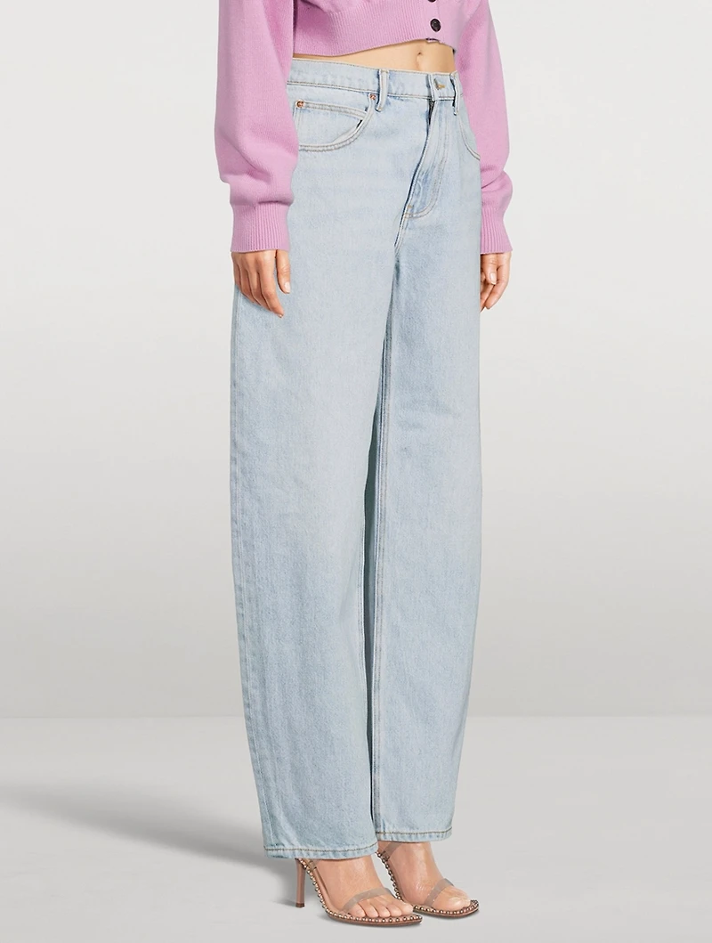 Zipped-Back Balloon-Leg Jeans