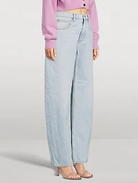 Zipped-Back Balloon-Leg Jeans