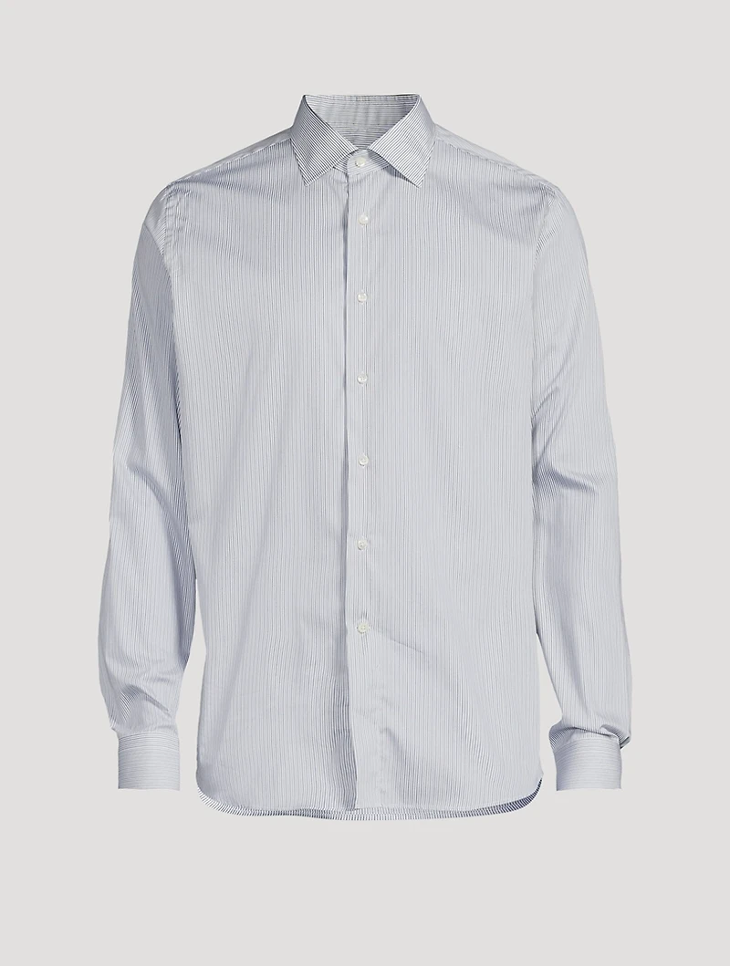 Cotton Dress Shirt Pinstriped Print