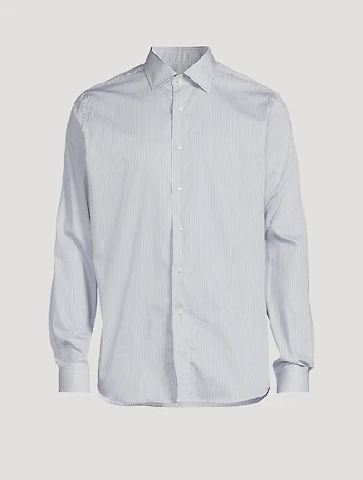 Cotton Dress Shirt Pinstriped Print