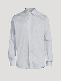 Cotton Dress Shirt Pinstriped Print