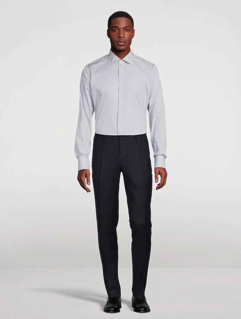 Cotton Dress Shirt Pinstriped Print
