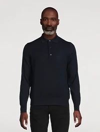 Wool Long-Sleeve Polo Shirt