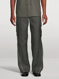 Linen-Blend Cargo Carpenter Pants