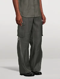 Linen-Blend Cargo Carpenter Pants