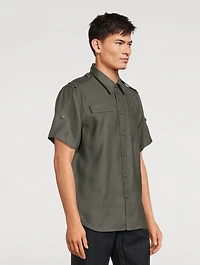 Linen-Blend Short-Sleeve Shirt