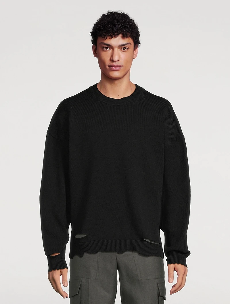 Distressed Cotton Sweater