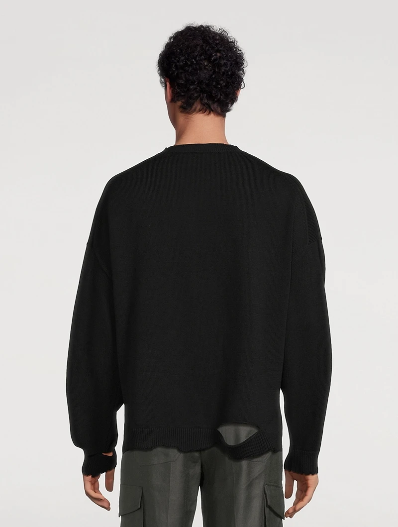 Distressed Cotton Sweater