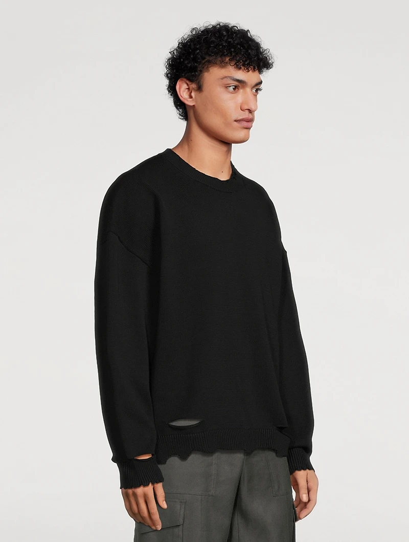 Distressed Cotton Sweater