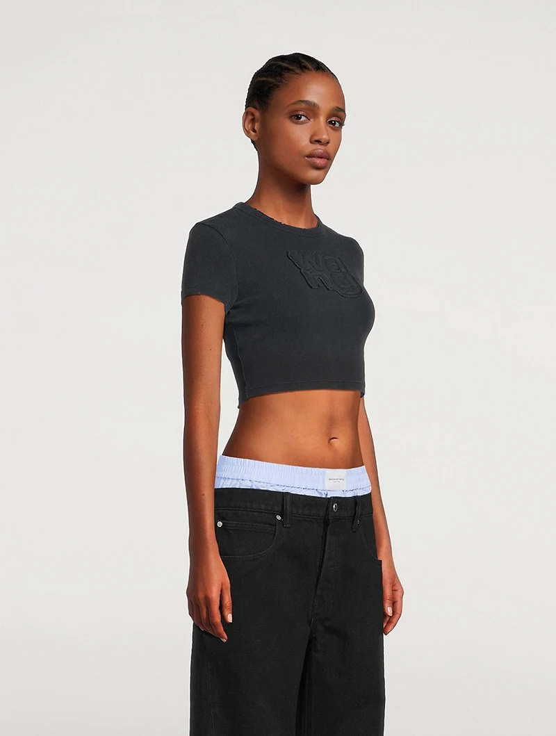 Distressed Logo Cropped T-Shirt