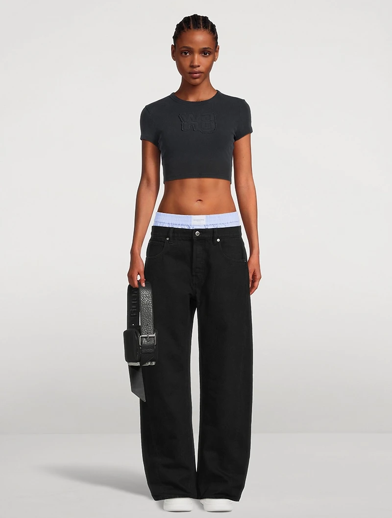 Distressed Logo Cropped T-Shirt