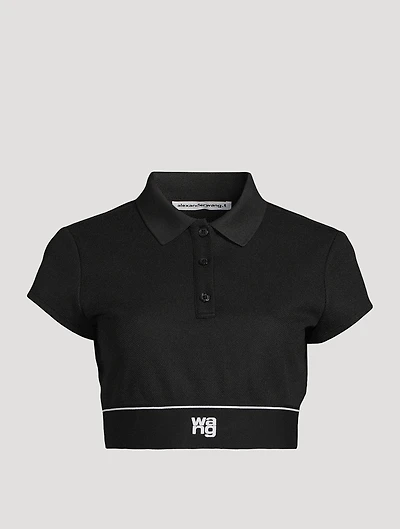 Cropped Pique Polo Shirt