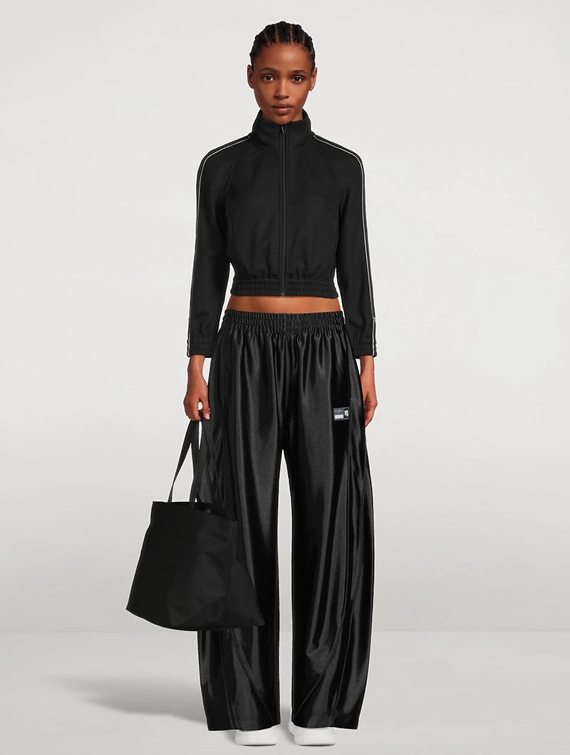 Satin Jersey Wide-Leg Track Pants