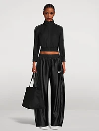 Satin Jersey Wide-Leg Track Pants