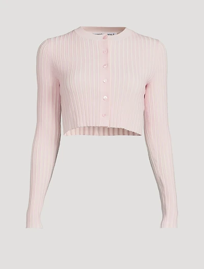 Cotton-Blend Shrunken Cropped Cardigan