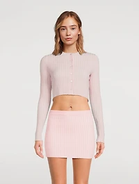 Cotton-Blend Shrunken Cropped Cardigan