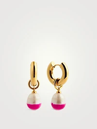 Only At Holts Dip Pearl Hoop Earrings