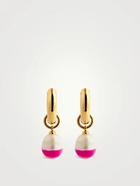 Only At Holts Dip Pearl Hoop Earrings