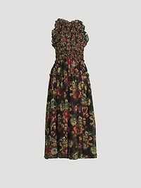 Elea Silk Chiffon Midi Dress Floral Print