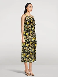 Isla Asymmetric Midi Dress Floral Print