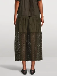 Lucia Eyelet Cotton Midi Skirt