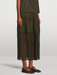 Lucia Eyelet Cotton Midi Skirt