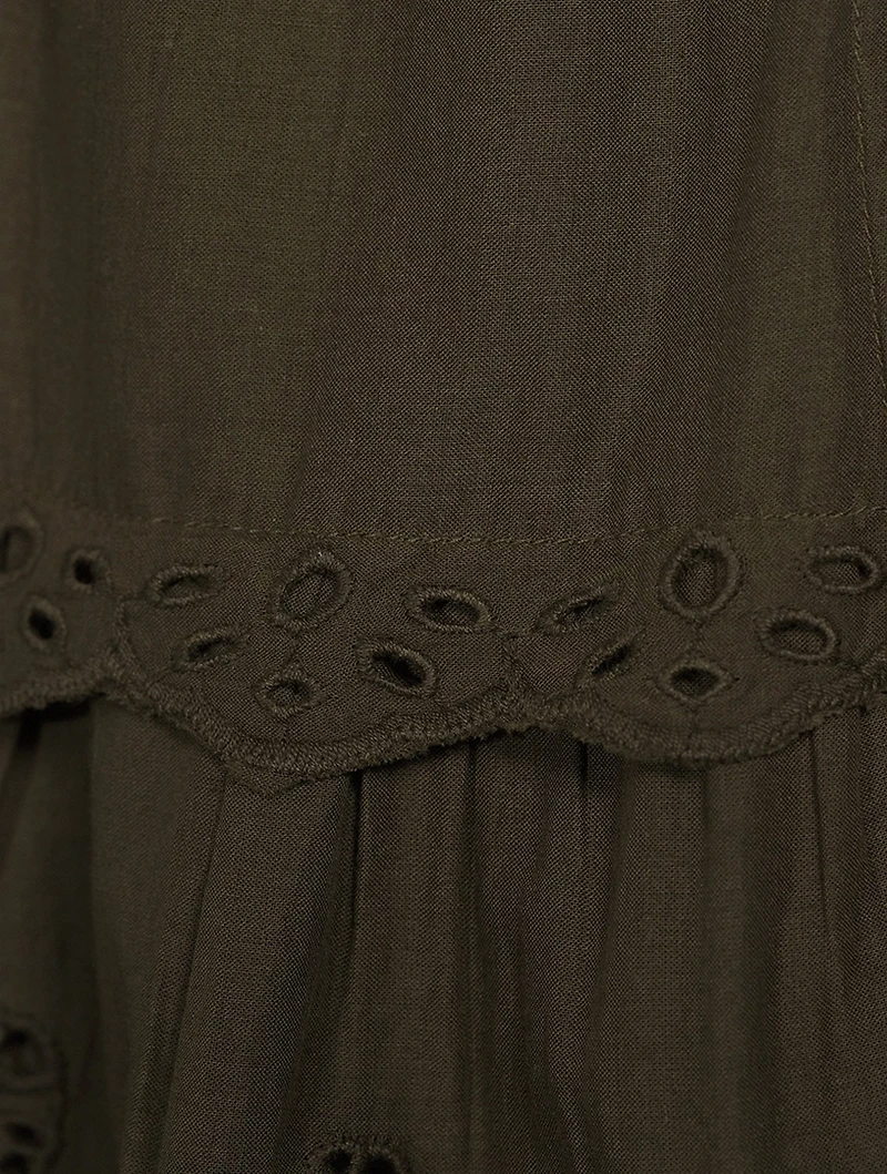 Lucia Eyelet Cotton Midi Skirt